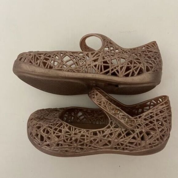 Mini Melissa + Campana Rose Gold Zig Zag Shoes Baby Girls Size 7 - Picture 3 of 10